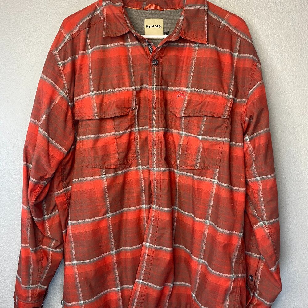 Simms Lined Button Down Flannel Shirt - image 1